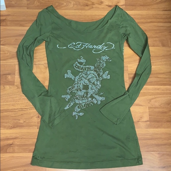 Ed Hardy Tops - Ed Hardy by Christian Audigier Rhinestone Top